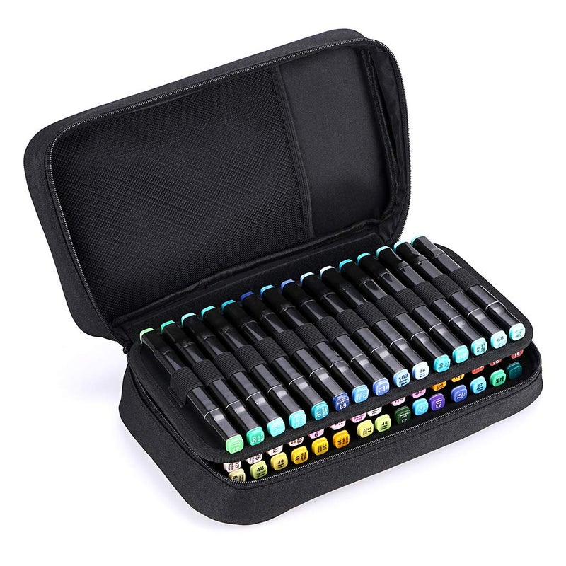 BTSKY Art Marker Carrying Case Lipstick Organizer-60 Slots Canvas Zippered Markers Storage for Touch Spectrum Noir Paint Sharpie Markers, Empty Wallet Only (Black) - Image 1